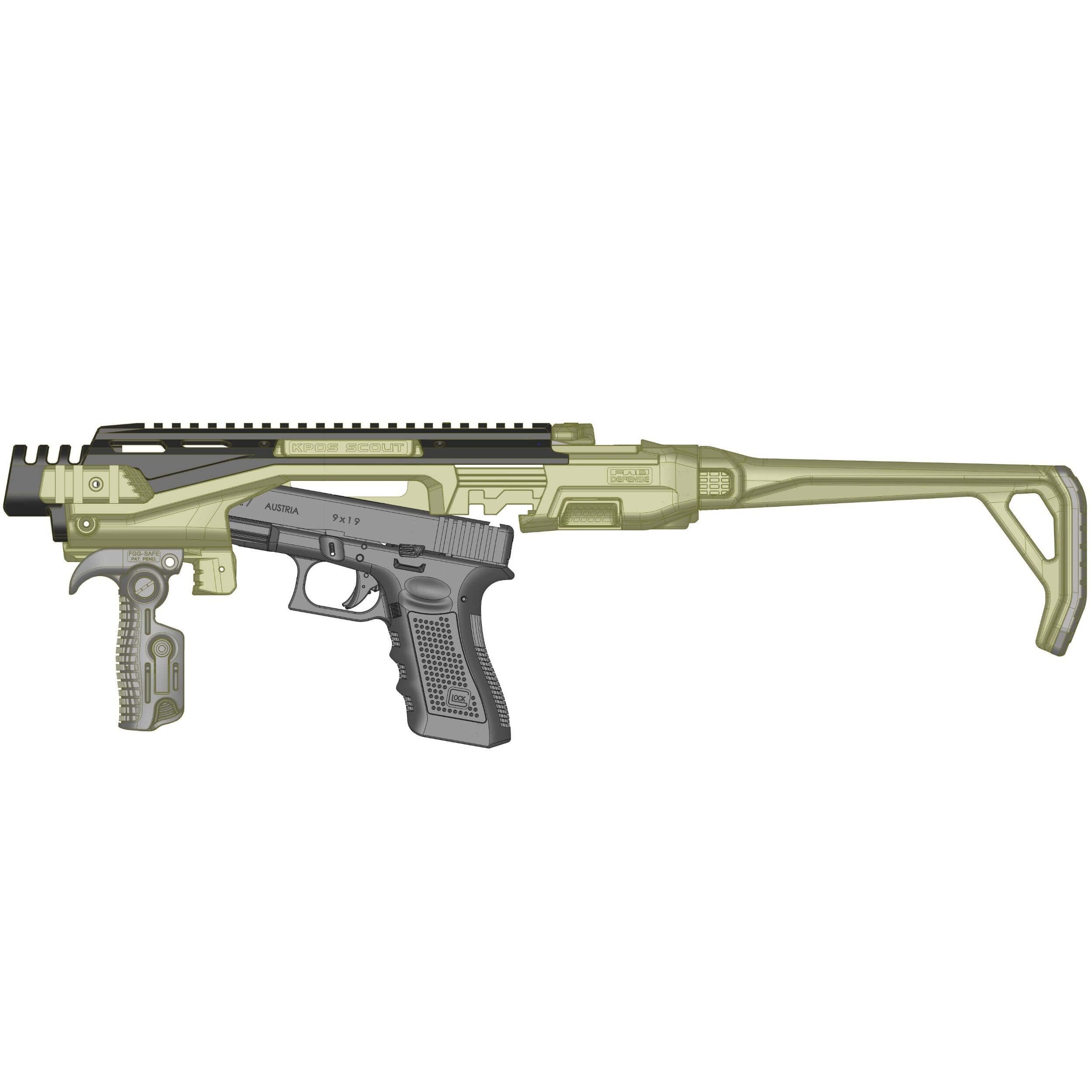 Преобразователь пистолета в карабин Glock 17-19 Fab Defense KPOS scout advanced Green