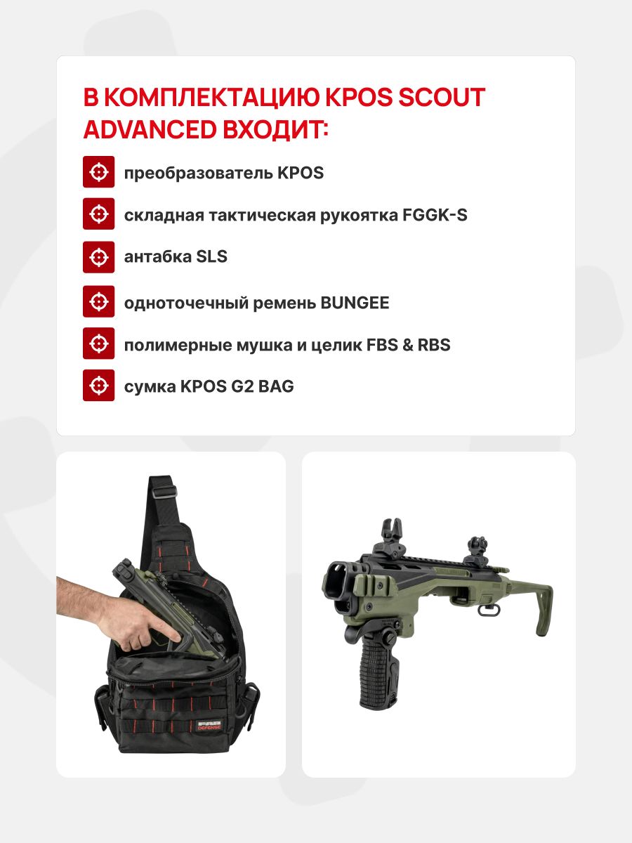Преобразователь пистолета в карабин Glock 17-19 Fab Defense KPOS scout advanced Green
