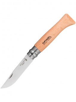Нож Opinel №08 клинок 8,5см, нержавеющая сталь, рукоять бук, блистер (000405)