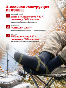 Носки водонепроницаемые DexShell Trekking, цвет черный/зеленый, размер M (39-42)
