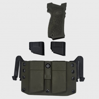 Комплект Подсумок под 2 магазина / Накладка на рукоятку для ПЯ Tactical Warrior, Олива / Пятка ПЯ +5 - 2шт, Легальный Арсенал