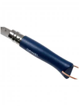 Нож Opinel №08 TREKKING клинок 8,5см, нержавеющая сталь, кожаный темляк, синий (002212)