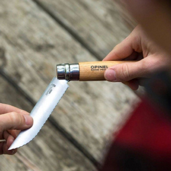 Нож Opinel Tradition №12 клинок 12см, нержавеющая сталь, серрейторная заточка, рукоять бук (002441)