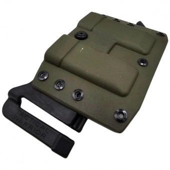Комплект Подсумок спаренный под 2 магазина ПМ Tactical Warrior, Олива + Крышка-утяжелитель магазина ПМ+2 для штатной рукоятки - 2шт, Легальный Арсенал