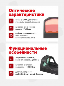 Комплект Прицел коллиматорный Vector Optics Frenzy-S 1x17x21 GENII + Площадка на пистолет ПЛК/Glock/Тень-37 (Платформа MAG), Легальный Арсенал