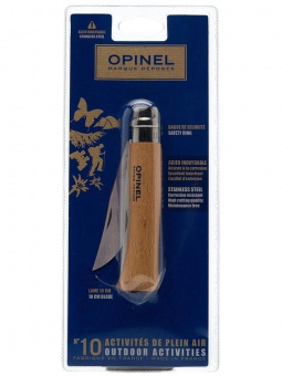 Нож Opinel №10 клинок 10см, нержавеющая сталь, рукоять бук, блистер (001255)