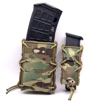Комплект Подсумок под магазин АК + Подсумок под пистолетный магазин с креплением MOLLE Tactical Warrior, Мультикам