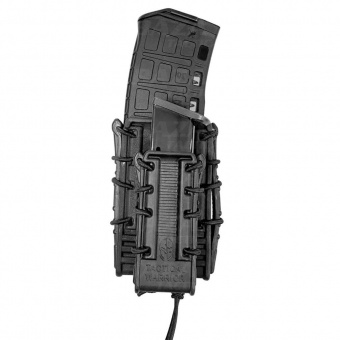 Подсумок спаренный под магазин AK и пистолетный магазин с креплением MOLLE Tactical Warrior, Черный