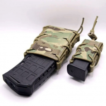 Комплект Подсумок под магазин АК + Подсумок под пистолетный магазин с креплением MOLLE Tactical Warrior, Мультикам