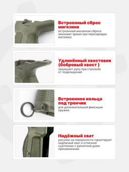 Рукоятка Fab Defense PM-G накладка на ПМ с рычагом сброса магазина для Правши, Зеленый