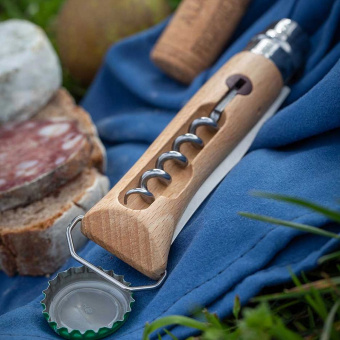 Нож Opinel №10 клинок 10см, нержавеющая сталь, рукоять бук, со штопором (002578)