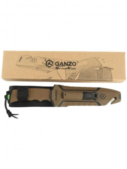 Нож Ganzo с паракордом G8012V2-DY коричневый