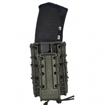 Подсумок спаренный под магазин AK и пистолетный магазин с креплением MOLLE Tactical Warrior, Олива