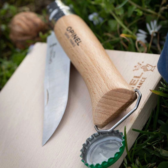 Нож Opinel №10 клинок 10см, нержавеющая сталь, рукоять бук, со штопором (002578)