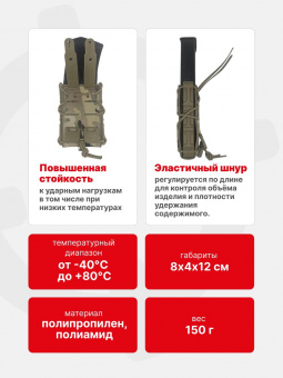 Подсумок под магазин АК с креплением для системы MOLLE, открытый. Tactical Warrior, Мультикам