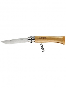 Нож Opinel №10 клинок 10см, нержавеющая сталь, рукоять бук, со штопором (002578)