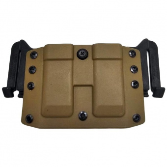 Комплект Подсумок спаренный под 2 магазина ПМ Tactical Warrior, Койот + Крышка-утяжелитель магазина ПМ+2 для штатной рукоятки - 2шт, Легальный Арсенал