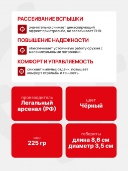 Пламегаситель-дожигатель ЭХО-5 М24х1,5 для АК-74, Сайга 5,45/.223, Легальный Арсенал