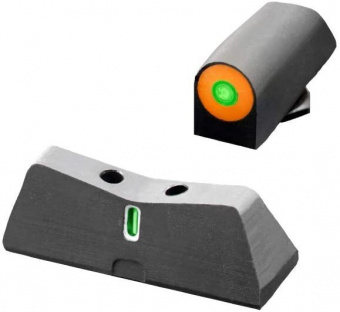 Мушка Целик тритий на глок DXT2 Big Dot Orange- glock 17,19,22-24,26,27,31-36,38,45 зелен целик оранж с зел мушка