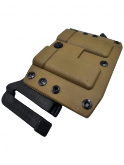 Комплект Кобура / Подсумок под 2 магазина для ПМ Tactical Warrior, Койот / Пятка ПМ +2 для рукоятки с рычагом сброса - 2шт, Легальный Арсенал