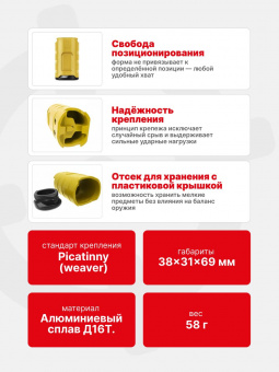 Рукоятка передняя тактическая РТМ Пиллау на Weaver (Picatinny), Желтый