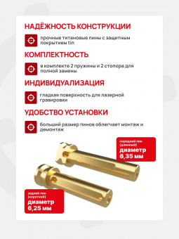 GLADMAN GUNS Набор увеличенных пинов для AR15 (+2 takedown, +2 пружины), титан, Золотой