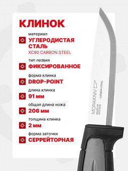 Нож Morakniv Robust, углеродистая сталь (12249)