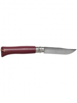 Нож Opinel №08 TREKKING клинок 8,5см, нержавеющая сталь, кожаный темляк, бордовый (002213)