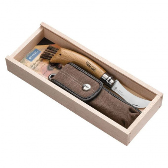 Нож грибника Opinel №08 клинок 8см, нержавеющая сталь, рукоять бук, чехол, деревянный футляр (001327)