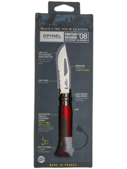 Нож Opinel №08 Outdoor Earth, нержавеющая сталь, красный (001714)
