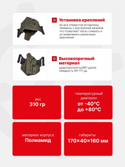 Комплект Кобура / Подсумок под 2 магазина / Накладка на рукоятку для ПЯ Tactical Warrior, Олива