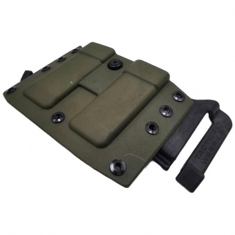 Комплект Подсумок спаренный под 2 магазина ПМ Tactical Warrior, Олива + Крышка-утяжелитель магазина ПМ+2 для штатной рукоятки - 2шт, Легальный Арсенал
