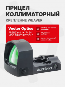 Прицел коллиматорный Vector Optics Frenzy-S 1x17x24 MOS MULTI RETICLE (MAG) SCRD-M43