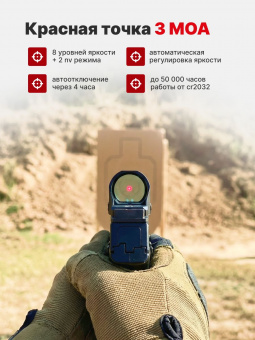 Комплект Прицел коллиматорный Vector Optics Frenzy-X 1x22x26 AUT + Площадка на пистолет ПЛК/Glock/Тень-37 (Платформа MOJ), Легальный Арсенал