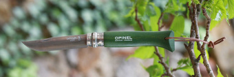 Нож Opinel №08 TREKKING клинок 8,5см, нержавеющая сталь, кожаный темляк, хаки (001703)