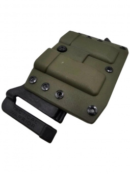 Комплект Кобура / Подсумок под 2 магазина для ПМ Tactical Warrior, Олива / Пятка ПМ +2 для штатной рукоятки - 2шт, Легальный Арсенал