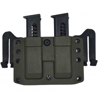 Комплект Подсумок спаренный под 2 магазина ПМ Tactical Warrior, Олива + Крышка-утяжелитель магазина ПМ+2 для штатной рукоятки - 2шт, Легальный Арсенал