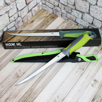 Нож филейный HL Fillet Green+Grey, клинок 20,2см (VT270-C)
