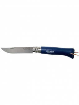 Нож Opinel №08 TREKKING клинок 8,5см, нержавеющая сталь, кожаный темляк, синий (002212)