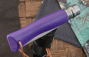 Нож Opinel №07 TREKKING клинок 8см, нержавеющая сталь, кожаный темляк, фиолетовый (002205)