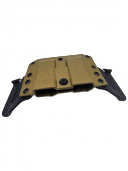 Комплект Кобура / Подсумок под 2 магазина для ПМ Tactical Warrior, Койот / Пятка ПМ +2 для рукоятки с рычагом сброса - 2шт, Легальный Арсенал