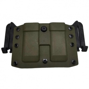 Комплект Подсумок спаренный под 2 магазина ПМ Tactical Warrior, Олива + Крышка-утяжелитель магазина ПМ+2 для рукоятки с рычагом сброса - 2шт, Легальный Арсенал