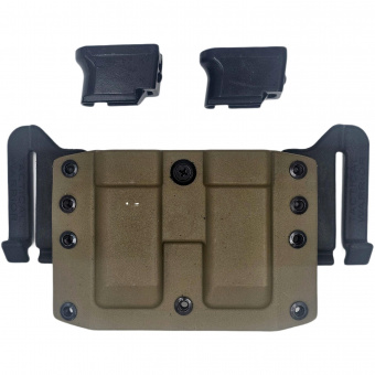 Комплект Подсумок спаренный под 2 магазина ПМ Tactical Warrior, Койот + Крышка-утяжелитель магазина ПМ+2 для штатной рукоятки - 2шт, Легальный Арсенал